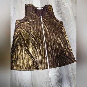 Susan Graver Metallic Brown Sleeveless Top